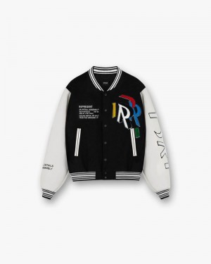 Pánské Bunda Represent Initial Varsity Černé | CZ-ZTRXQ4872