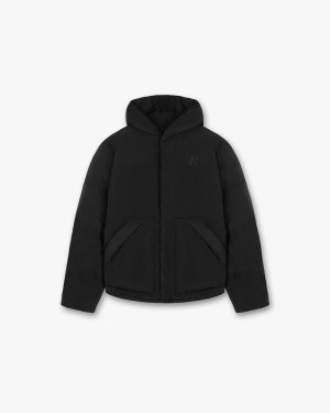 Pánské Bunda Represent S Kapucí Puffer Černé | CZ-ERPHF2301