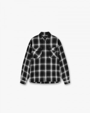 Pánské Košile Represent Logo Flannel Černé Bílé | CZ-HLVIM5283
