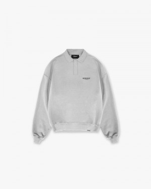 Pánské Svetr Represent Owners Club Long Sleeve Polo Šedé | CZ-IPUKC6127