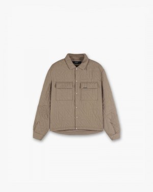 Pánské Tričko Represent Initial Prošívaný Taupe | CZ-ZLRQI8710