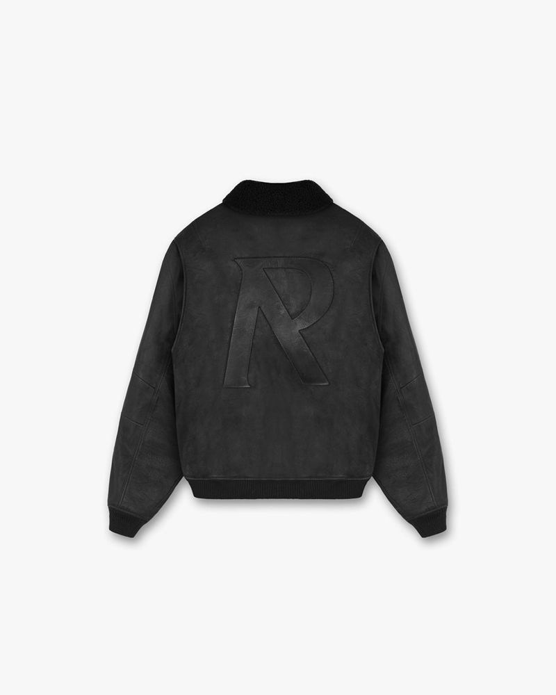 Pánské Bunda Represent Flight Læder Černé | CZ-MSRTY9586