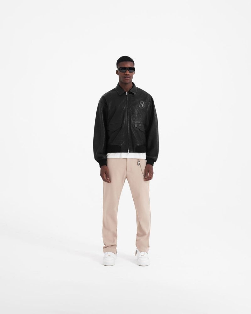 Pánské Bunda Represent Flight Læder Černé | CZ-MSRTY9586