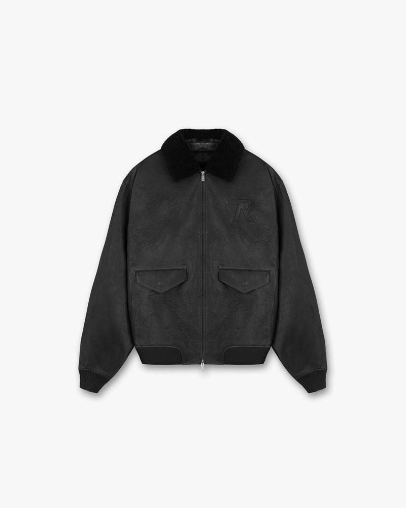 Pánské Bunda Represent Flight Læder Černé | CZ-MSRTY9586