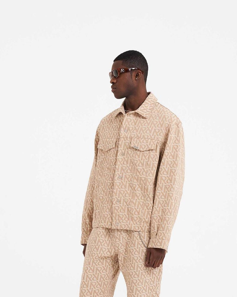 Pánské Bunda Represent Initial Denim Béžový | CZ-YFUSM9586