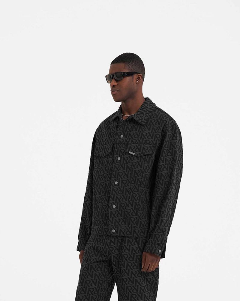 Pánské Bunda Represent Initial Denim Černé | CZ-OPDAZ7802