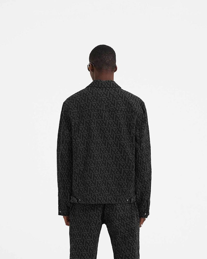 Pánské Bunda Represent Initial Denim Černé | CZ-OPDAZ7802