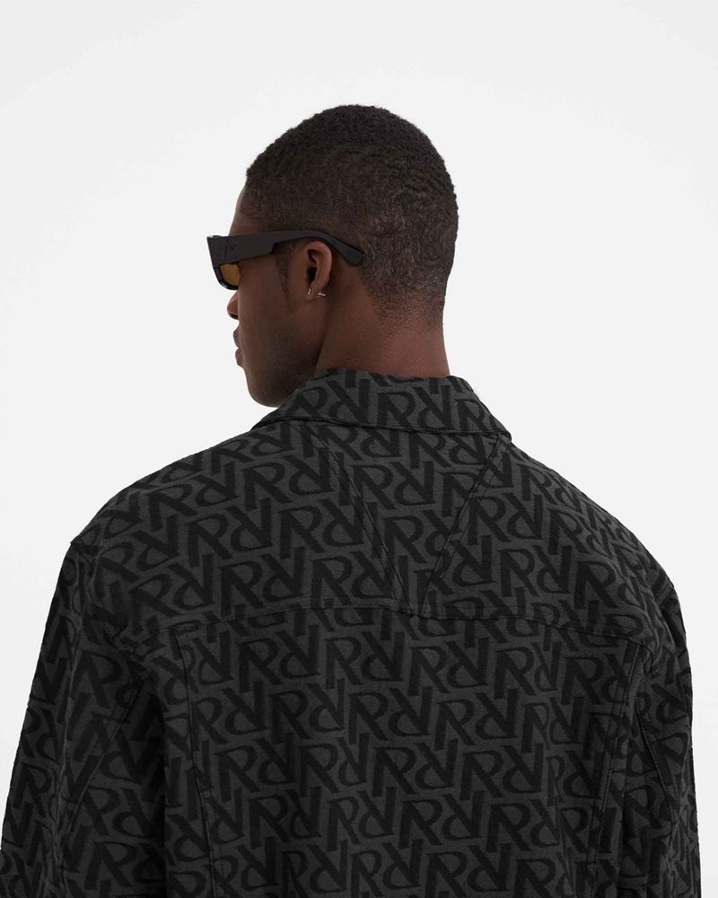 Pánské Bunda Represent Initial Denim Černé | CZ-OPDAZ7802