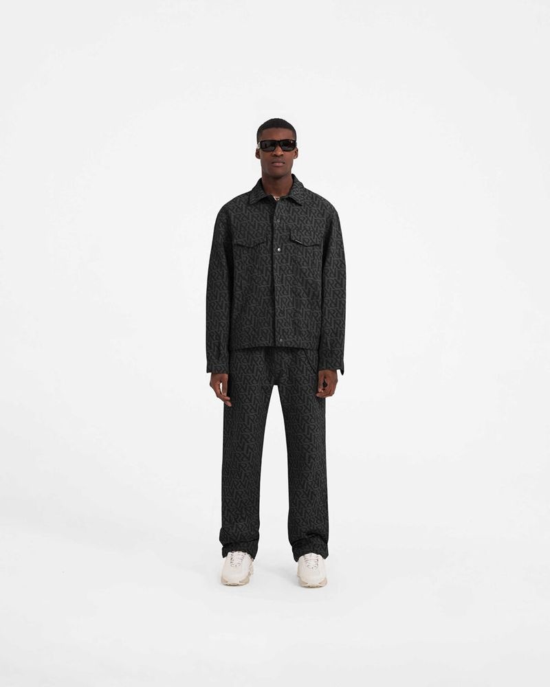 Pánské Bunda Represent Initial Denim Černé | CZ-OPDAZ7802