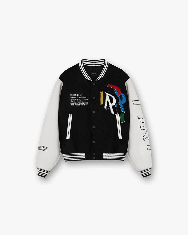 Pánské Bunda Represent Initial Varsity Černé | CZ-ZTRXQ4872