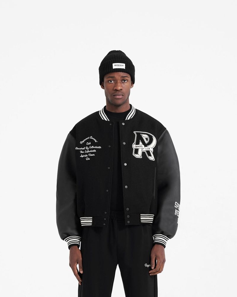 Pánské Bunda Represent Owners Club Varsity Černé | CZ-FPBHN9708