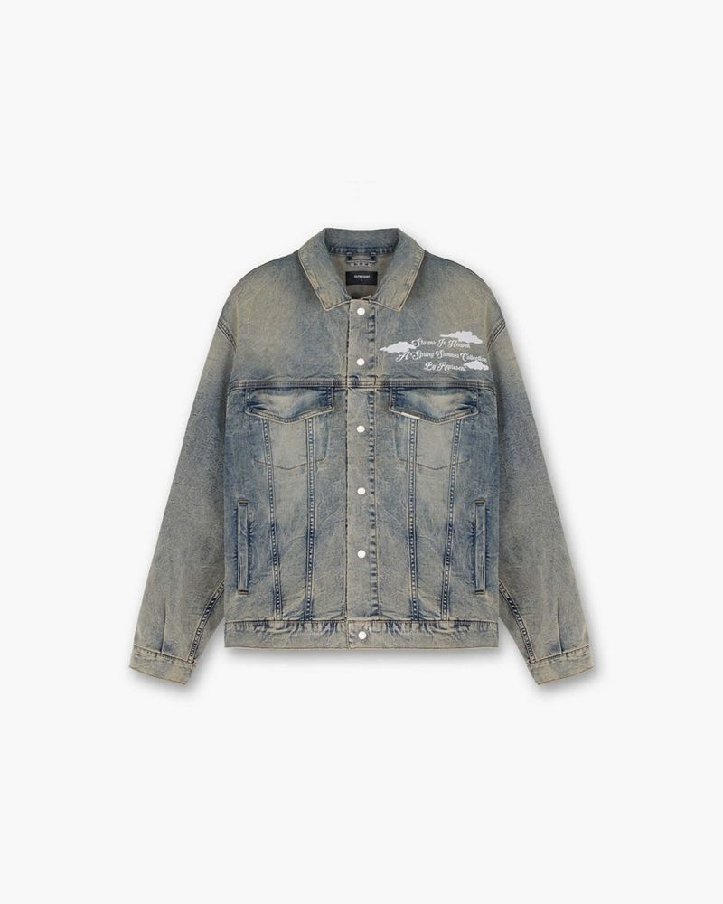 Pánské Bunda Represent Storms In Heaven Denim Blankyt Krém | CZ-XBDAC7258