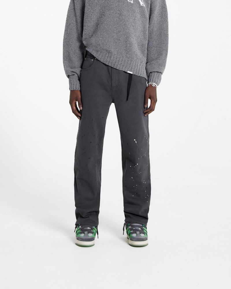 Pánské Džíny Represent R2 Paint Split Tmavě Šedé | CZ-MYSRI0586