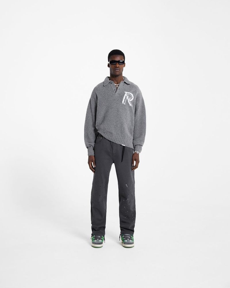 Pánské Džíny Represent R2 Paint Split Tmavě Šedé | CZ-MYSRI0586