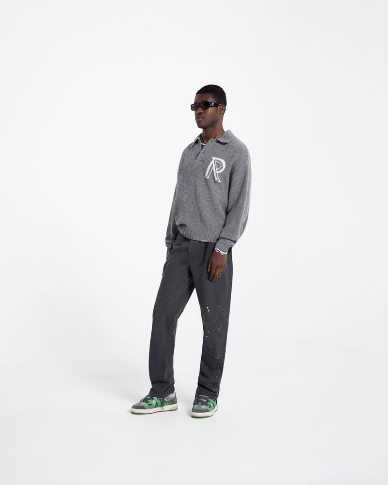 Pánské Džíny Represent R2 Paint Split Tmavě Šedé | CZ-MYSRI0586