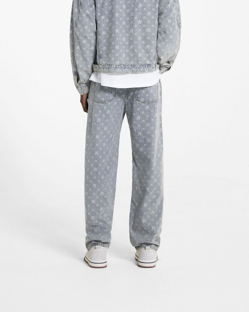 Pánské Džíny Represent R3 Monogram Baggy Šedé Blankyt | CZ-TNRKO5234