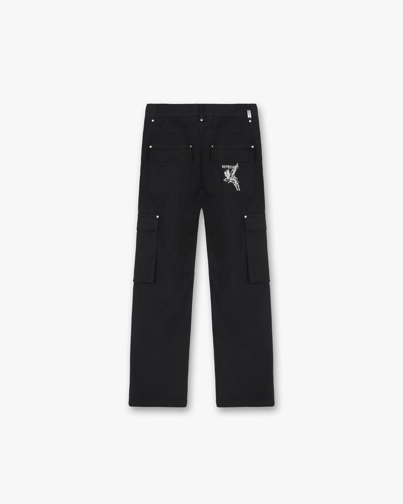 Pánské Kalhoty Represent Utility Cargo Černé | CZ-ZMFAW3148