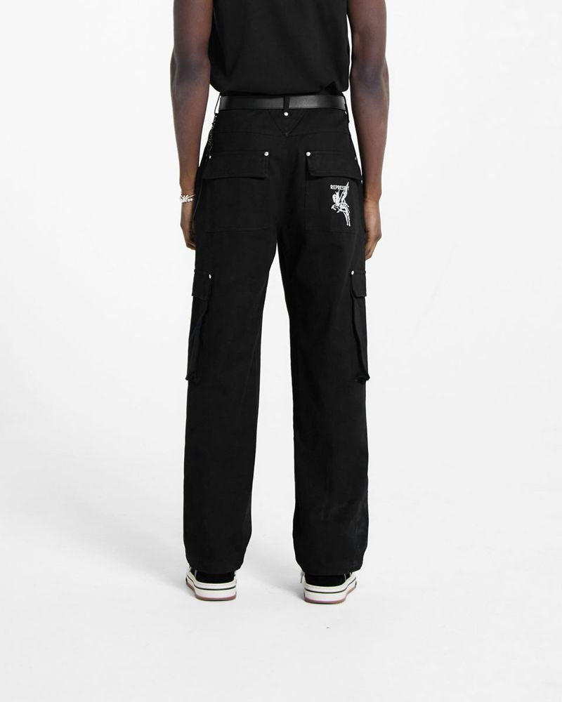 Pánské Kalhoty Represent Utility Cargo Černé | CZ-ZMFAW3148