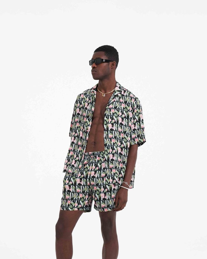 Pánské Košile Represent Floral Černé | CZ-ELQAM0419