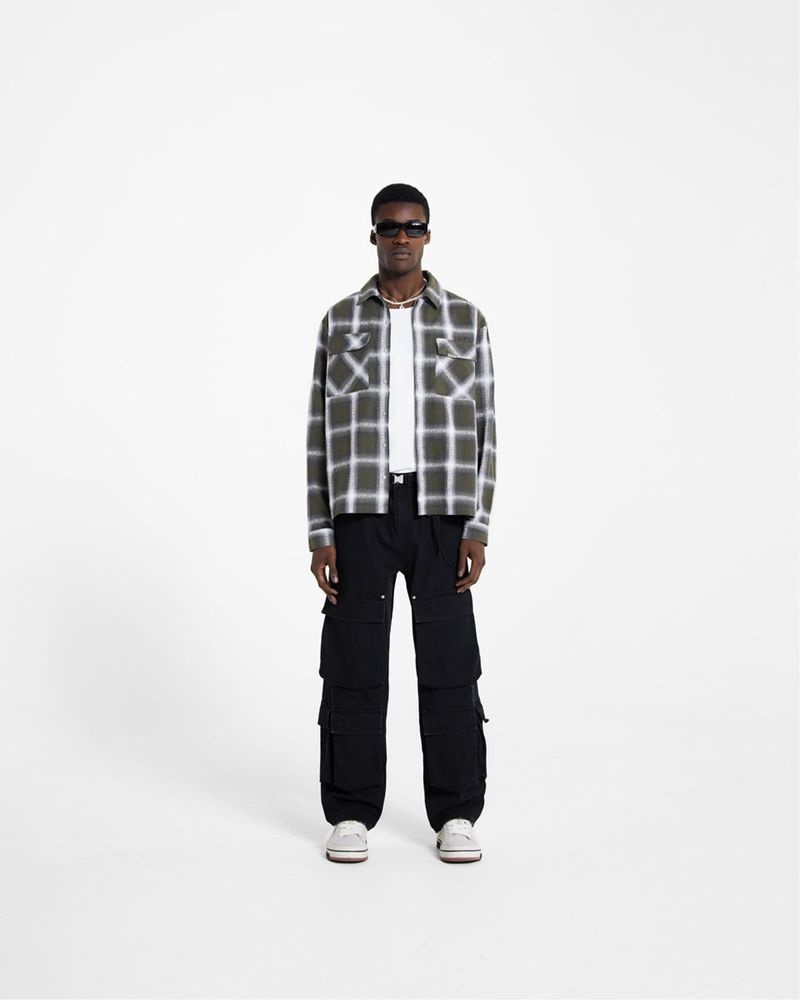 Pánské Košile Represent Logo Flannel Olivy Zelené | CZ-CXMGD9475