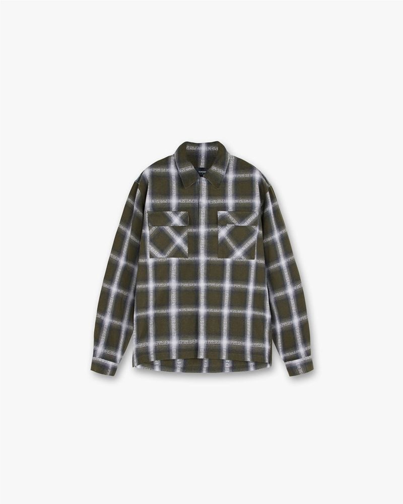 Pánské Košile Represent Logo Flannel Olivy Zelené | CZ-CXMGD9475