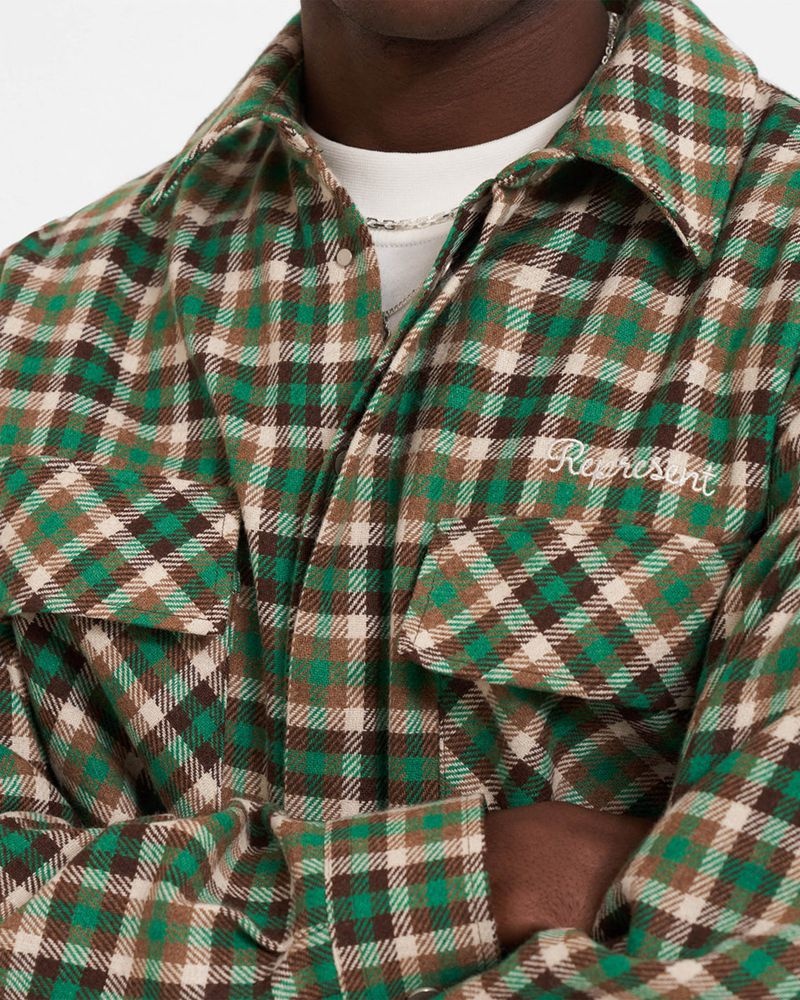 Pánské Košile Represent Long Sleeve Flannel Zelene | CZ-XJTPO5324