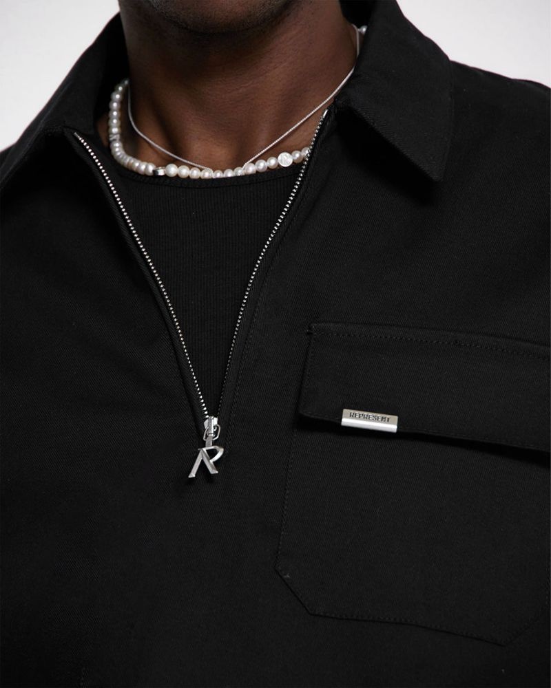 Pánské Košile Represent Prošívaný Pullover Černé | CZ-PQFUD1865