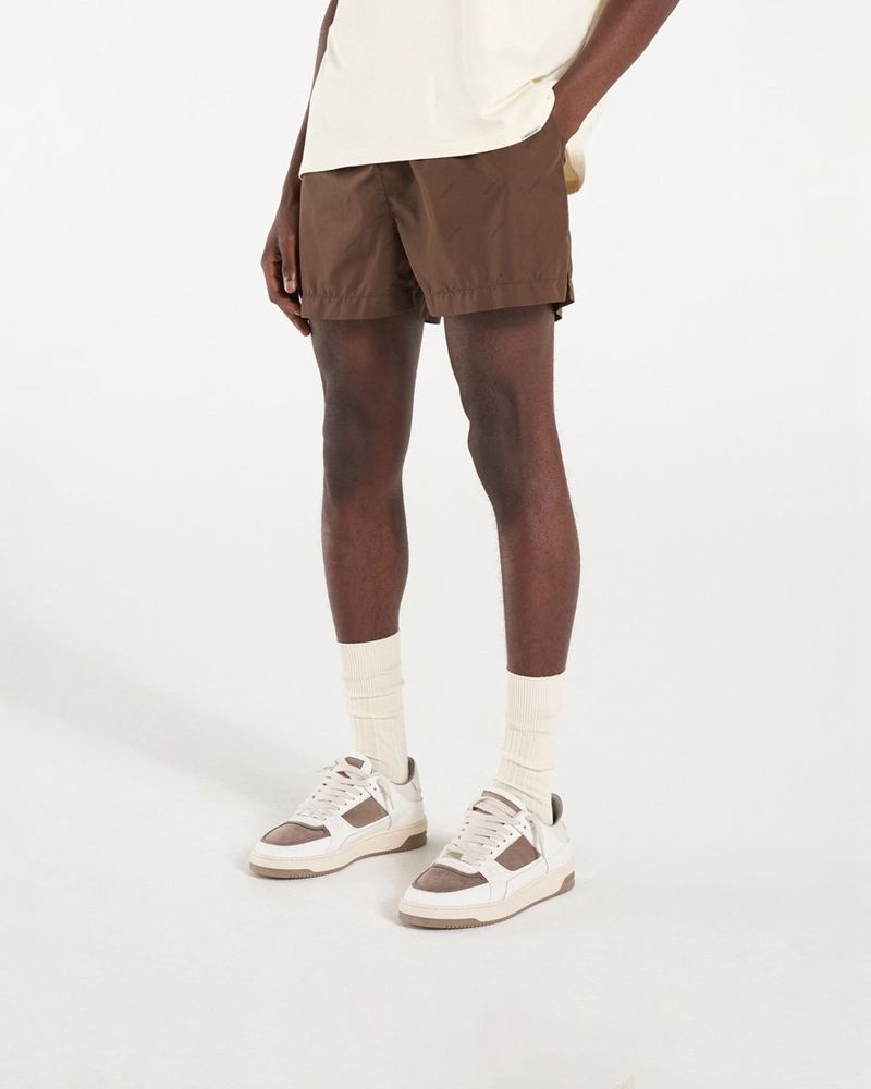 Pánské Koupací Šortky Represent All Over Logo Tmavě Hnědé | CZ-YBRQG1257