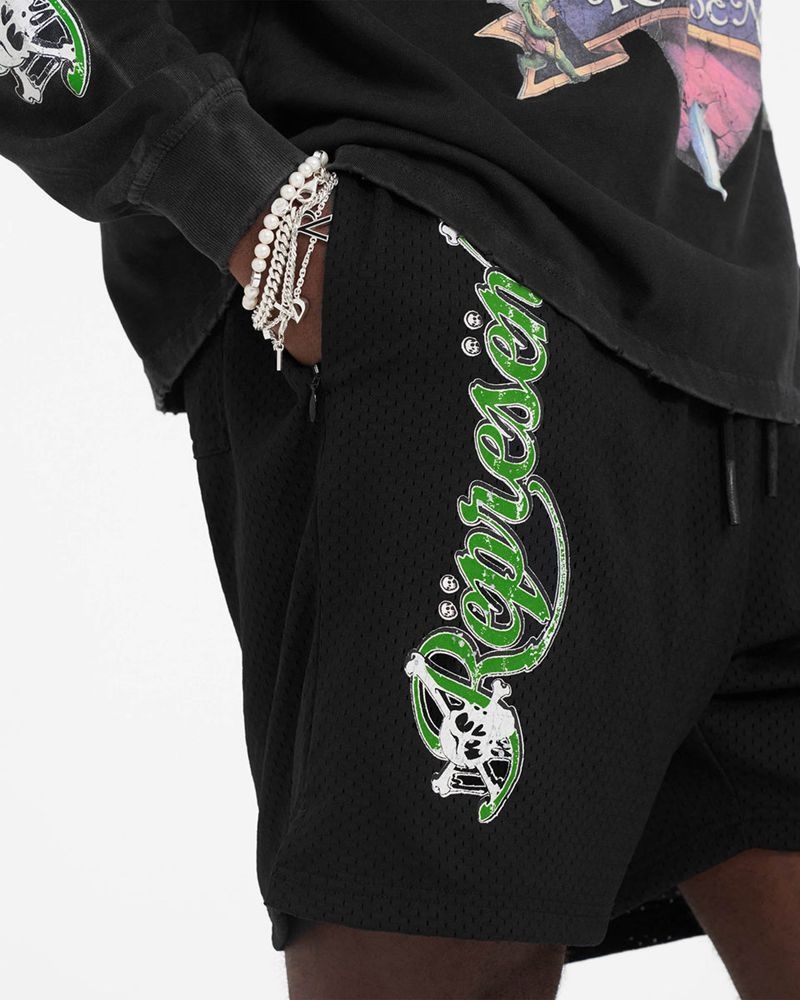 Pánské Kraťasy Represent Motley Crue Mesh Černé | CZ-LICTA0762