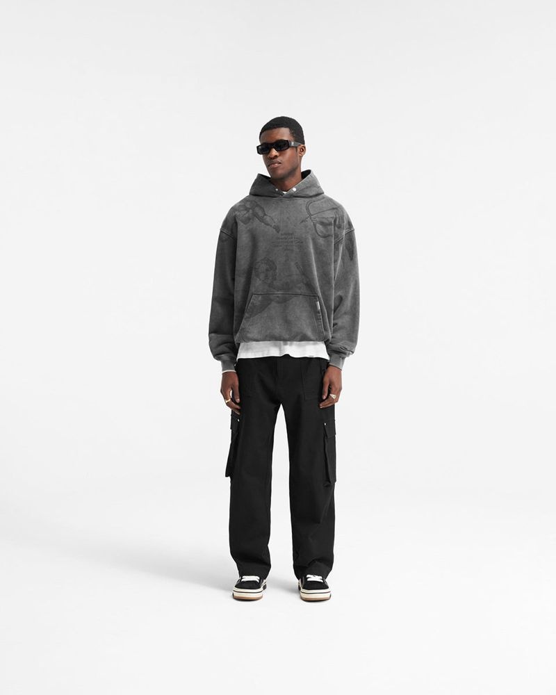 Pánské Mikina s Kapucí Represent Cherub All Over Tmavě Šedé | CZ-ASYHB0736