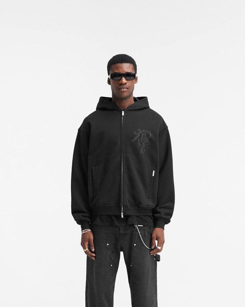 Pánské Mikina s Kapucí Represent Cherub Initial Zip Černé | CZ-GMPAT0726