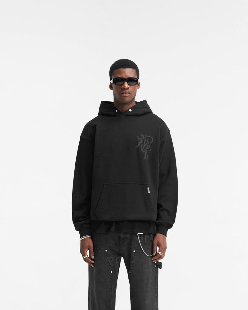 Pánské Mikina s Kapucí Represent Cherub Initial Černé | CZ-AJOEW9145