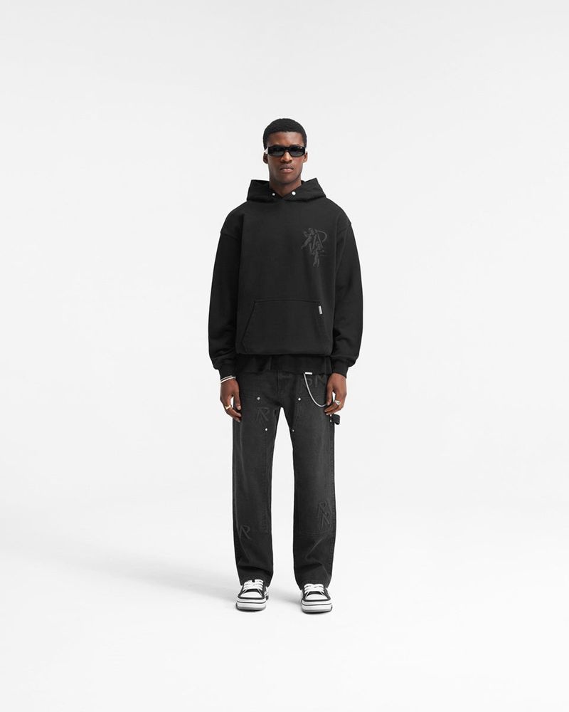 Pánské Mikina s Kapucí Represent Cherub Initial Černé | CZ-AJOEW9145