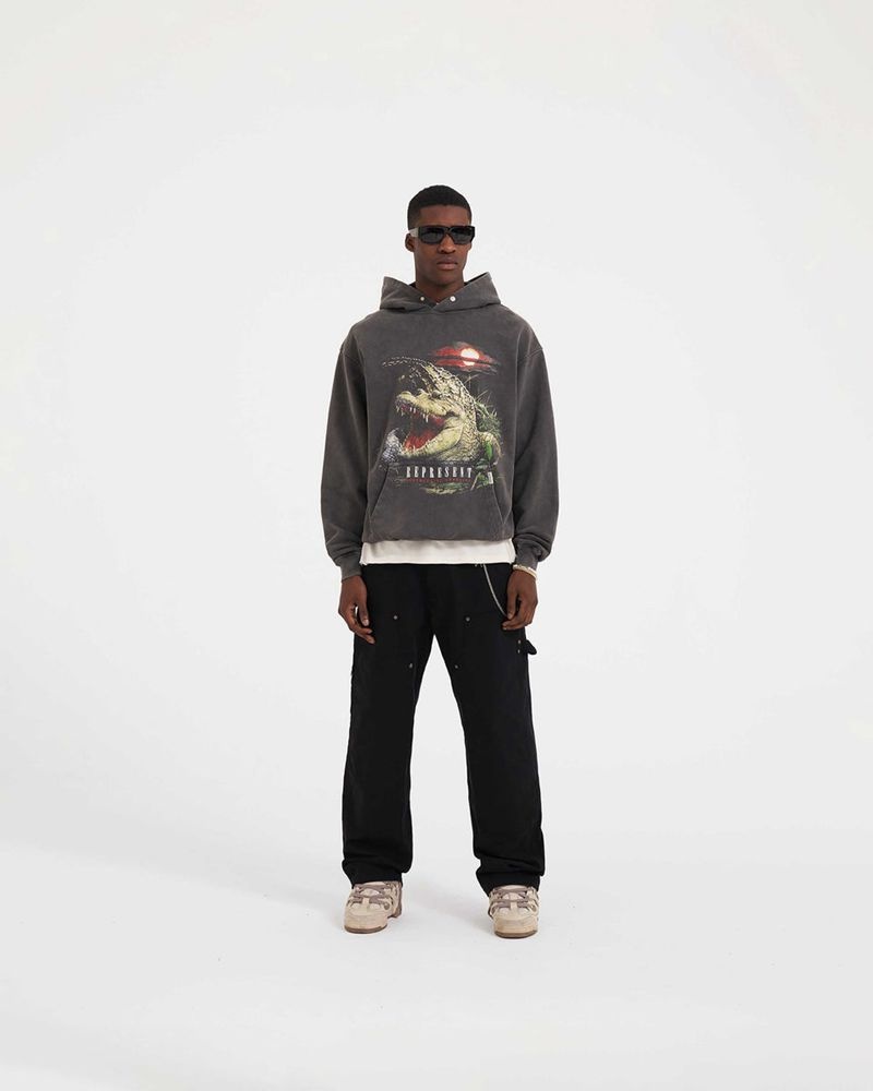 Pánské Mikina s Kapucí Represent Destructive Appetite Šedé | CZ-NQFIK4729