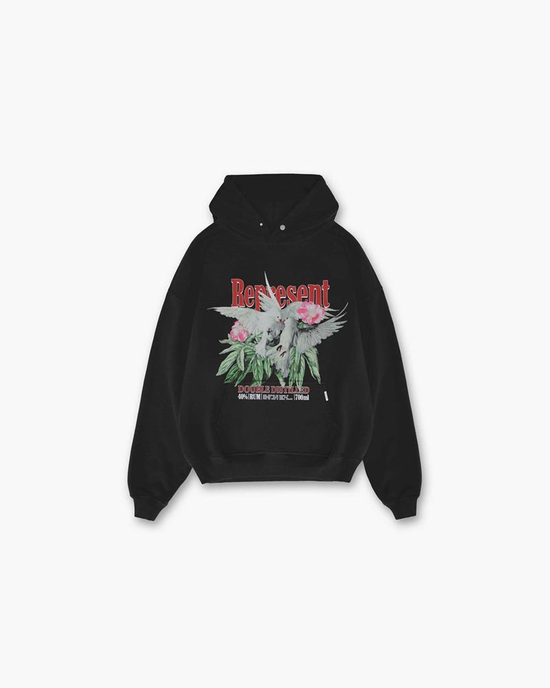 Pánské Mikina s Kapucí Represent Double Distilled Černé | CZ-GMIVN2318
