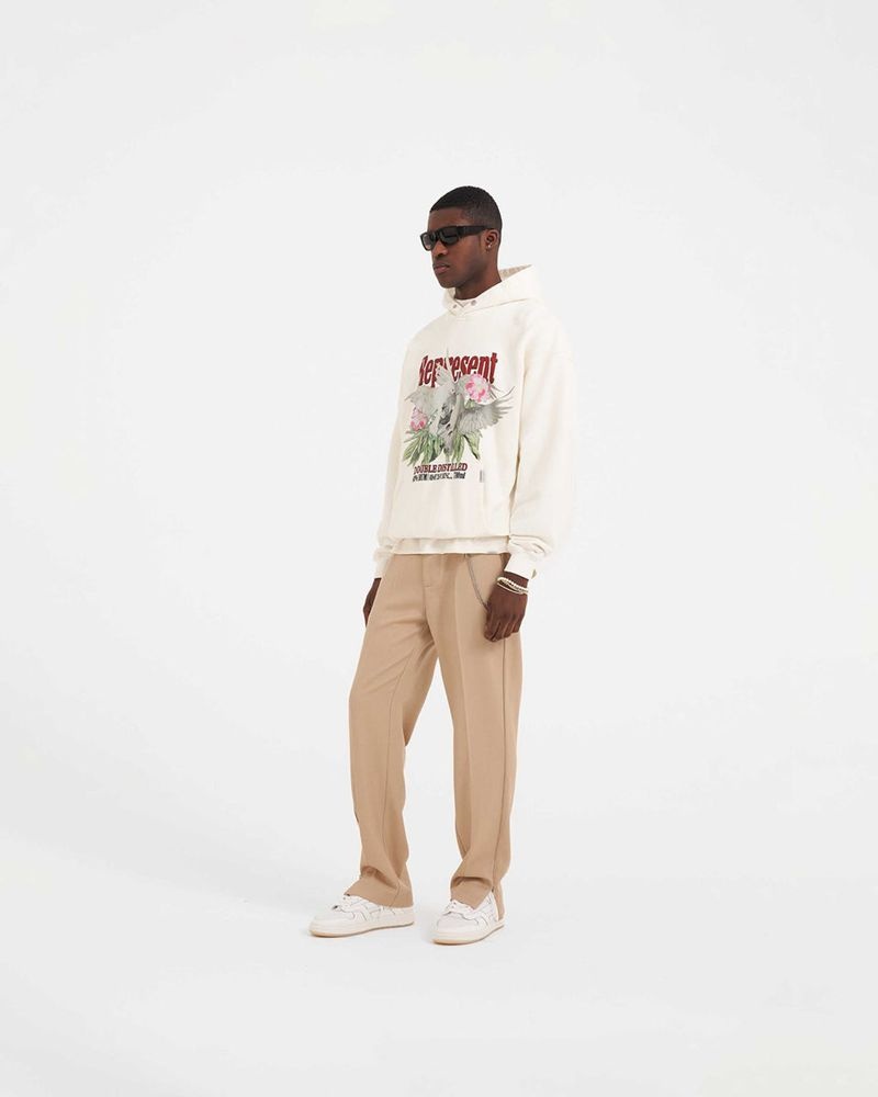 Pánské Mikina s Kapucí Represent Double Distilled Bílé | CZ-GYFXU7154