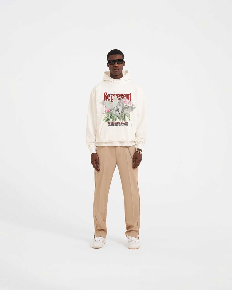 Pánské Mikina s Kapucí Represent Double Distilled Bílé | CZ-GYFXU7154