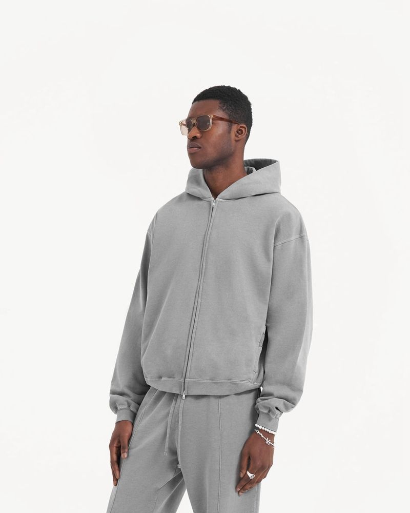Pánské Mikina s Kapucí Represent Initial Zip Šedé | CZ-ZFRBI9572
