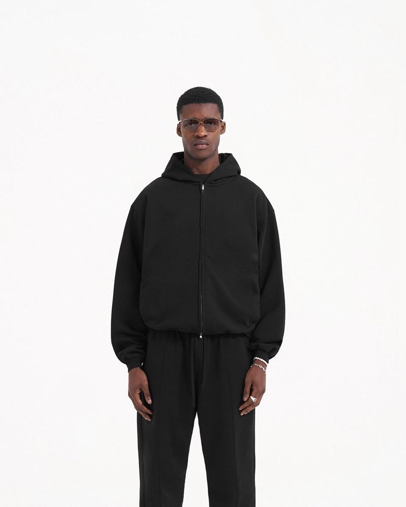 Pánské Mikina s Kapucí Represent Initial Zip Černé | CZ-UTPHC9463