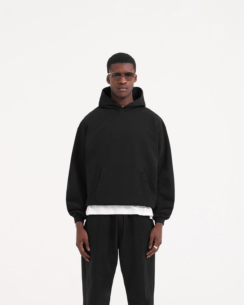 Pánské Mikina s Kapucí Represent Initial Černé | CZ-JTHBD7840