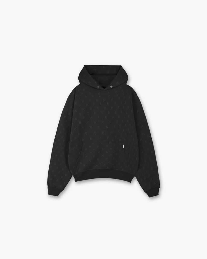 Pánské Mikina s Kapucí Represent Intarsia Initial Černé | CZ-SANZP0189