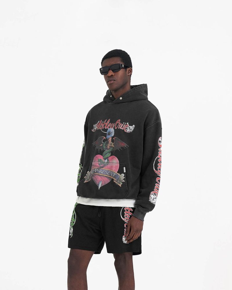 Pánské Mikina s Kapucí Represent Motley Crue Grafická Černé Viacfarebný | CZ-POXMN1602