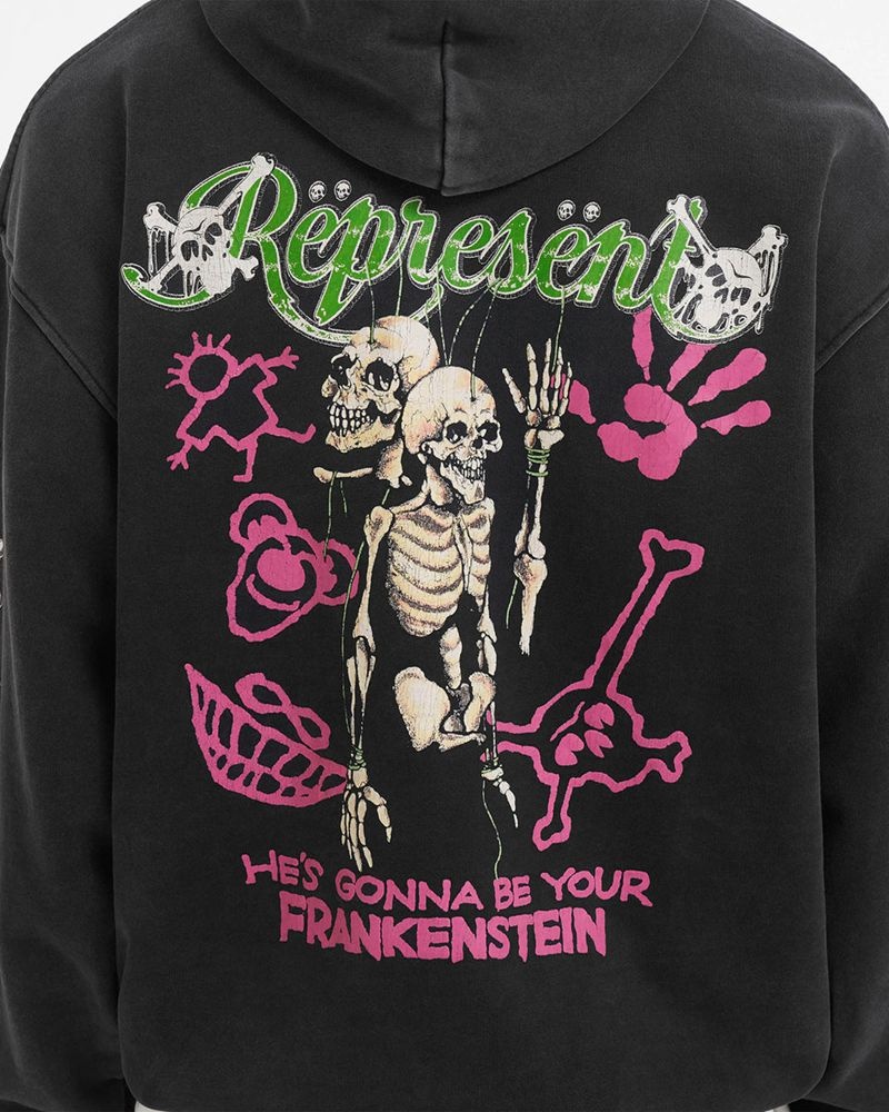 Pánské Mikina s Kapucí Represent Motley Crue Grafická Černé Viacfarebný | CZ-POXMN1602