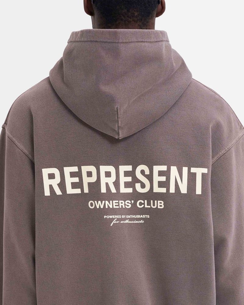 Pánské Mikina s Kapucí Represent Owners Club Zip Taupe | CZ-QXKBR0894