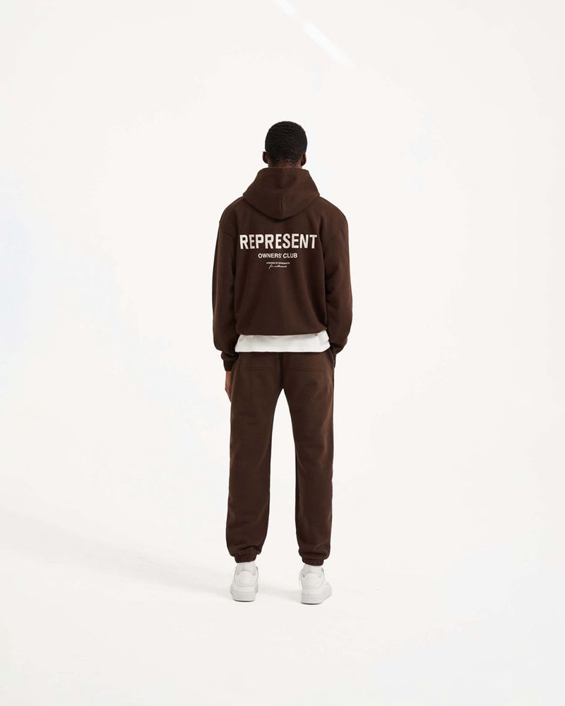 Pánské Mikina s Kapucí Represent Owners Club Tmavě Hnědé | CZ-QIOHF3029