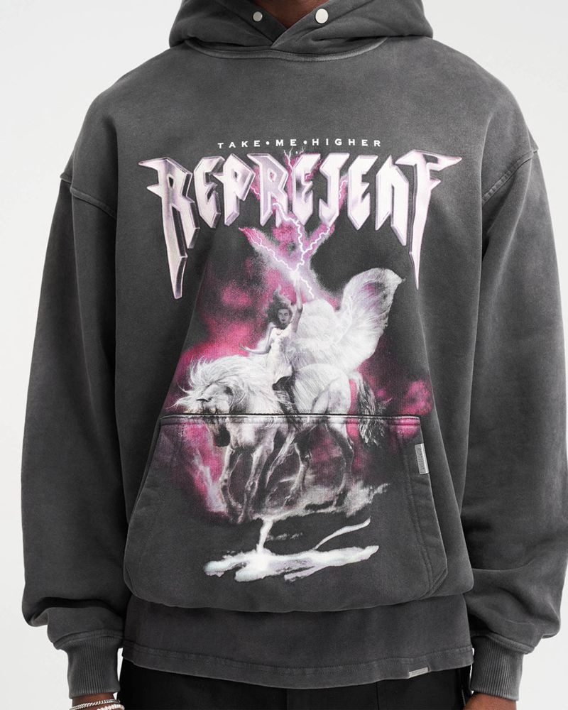 Pánské Mikina s Kapucí Represent Take Me Higher Šedé | CZ-EHCBX3165