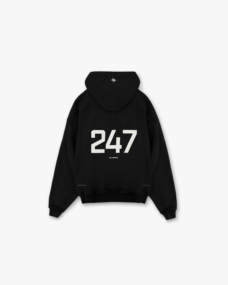 Pánské Mikina s Kapucí Represent Team 247 Oversized X Marchon Černé Bílé | CZ-MKCTN7326