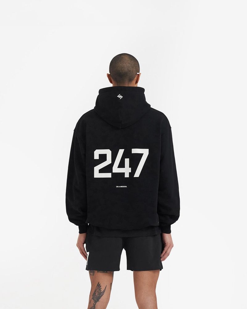 Pánské Mikina s Kapucí Represent Team 247 Oversized X Marchon Černé Bílé | CZ-MKCTN7326