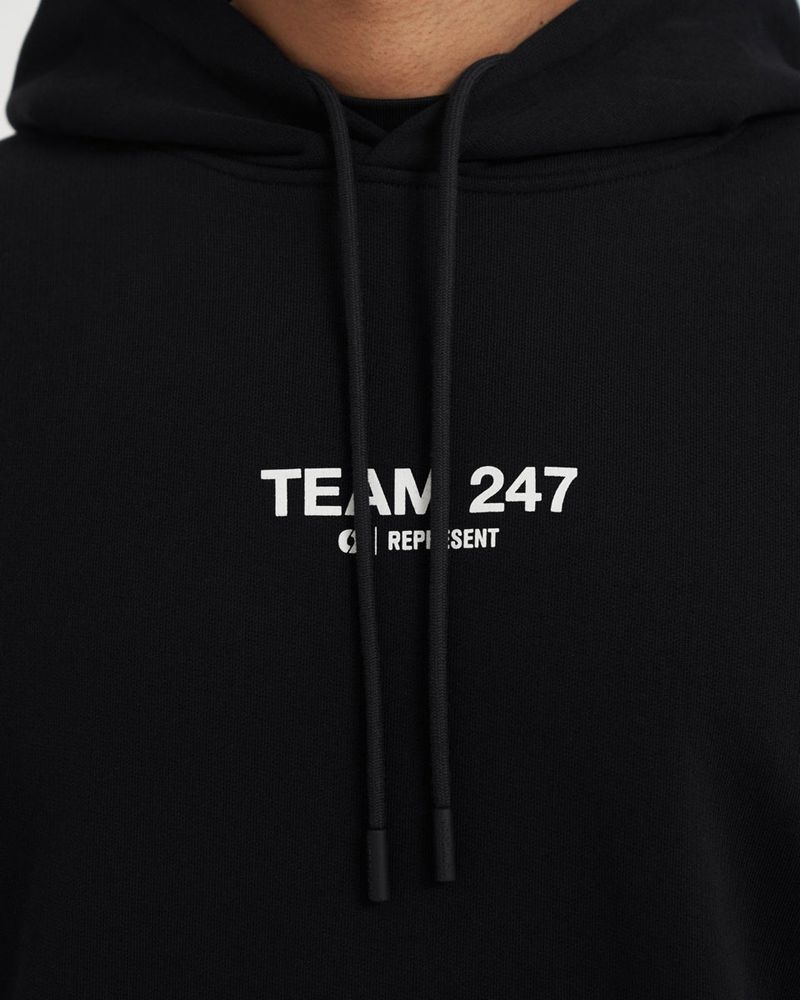 Pánské Mikina s Kapucí Represent Team 247 Oversized X Marchon Černé Bílé | CZ-MKCTN7326