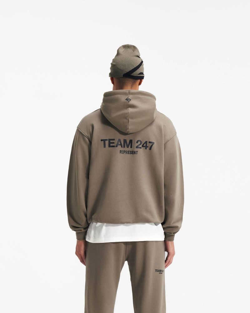 Pánské Mikina s Kapucí Represent Team 247 Oversized Hnědožlutý | CZ-BMJTX3642